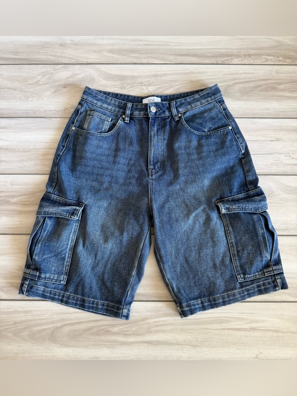 Rise Supply Co Denim Cargo Shorts Blue Size 13 NWOT